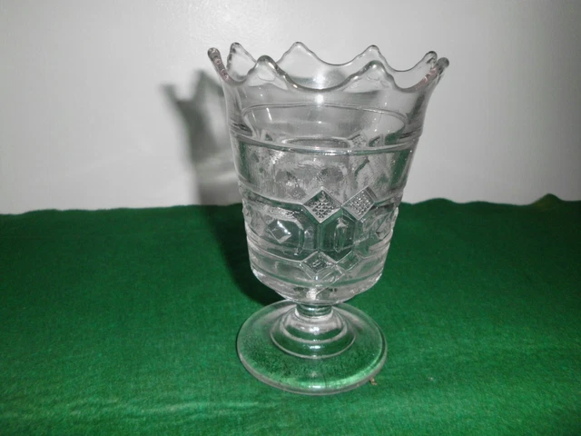 Vintage EAPG Pressed Glass 6" Spooner Diamond Design