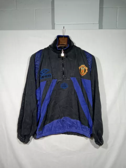 Vintage 1995 Manchester United Umbro Quarter Zip Training Drill Top Jacket Large