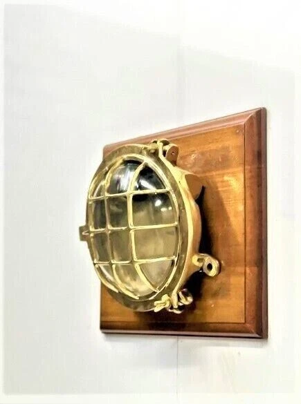 Antique brass shop bulkhead light