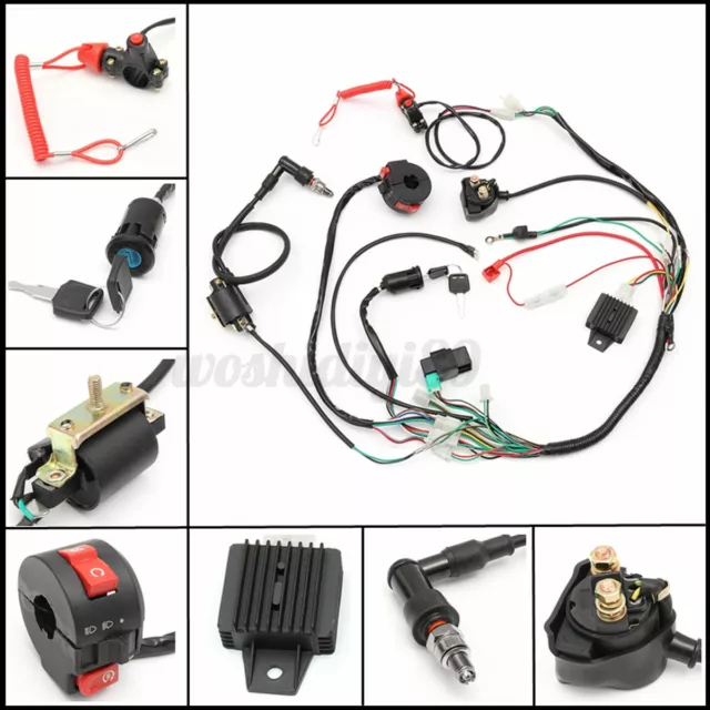 Full Electrics wiring harness 50cc 70cc 110cc 125cc ATV Quad Pit Bike Go Gart AU