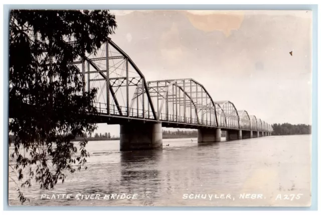 Schuyler Nebraska NE Postcard RPPC Photo View Of Platte River Bridge 1944