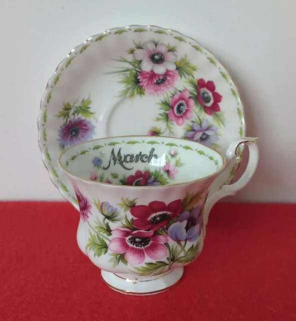 Royal Albert Flower of the Month March Tea cup and saucer Anemones