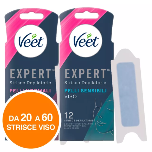 Veet Expert Strisce Depilatorie Viso Pelli Normali Sensibili Linguetta EasyGrip