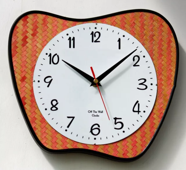 NEW 27cm Mid Century Style Wall Clock - Upcycled Handmade Vintage French Formica