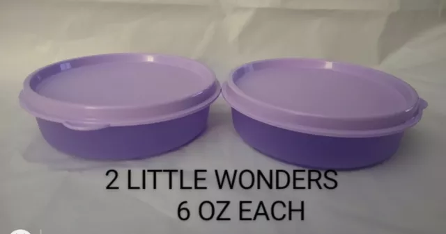 SALE! TUPPERWARE 2PC LITTLE WONDERS 6oz EA AIR & LIQUID TIGHT SEALS LILAC COLOR! 2