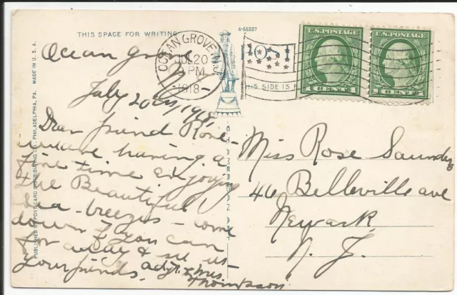 SWANS ON WESLEY Lake, Asbury Park NJ, on 1918 postcard plus 2 ...