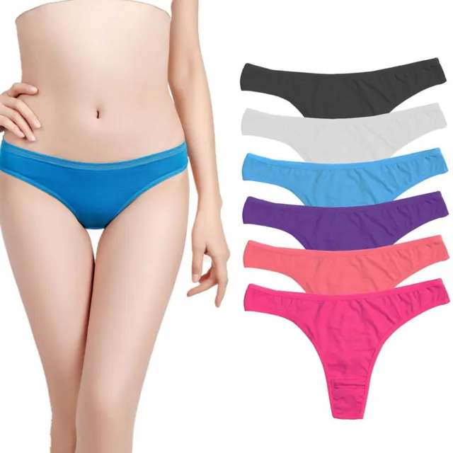 6 Pack Womens Cotton Underwear Thongs Panties Knickers Soft Ladies Sports Briefs