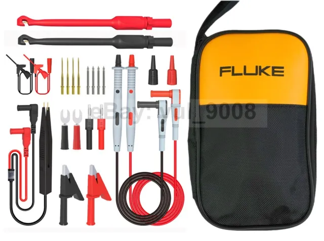 Universal Multimeter Probe Test Leads Kit Replacement Needle Tester + FLUKE Bag