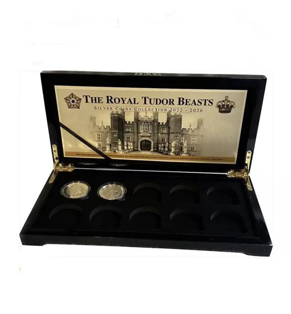 Royal Tudor Beasts Münzbox für Silbermünzen mit Karte 10x2oz