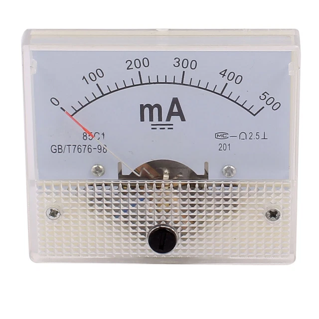 Zeiger Nadel DC 0-500mA Rechteck Platte Aktueller Messgerät Tester Amperemeter