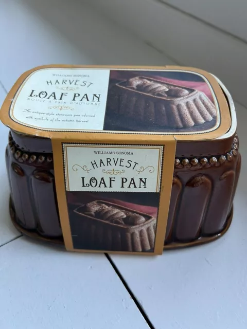 Williams Sonoma Harvest Brown Ceramic Stoneware Mold Loaf Pan 8.75 x 6.5" x 4"