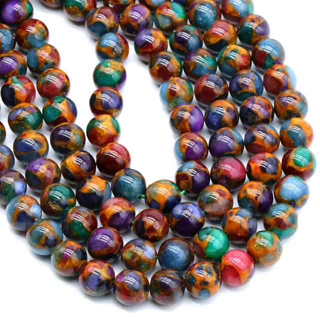 Colorful Cloisonne 8MM Beads Natural 15" (+/- 44) Beads per strand B-17