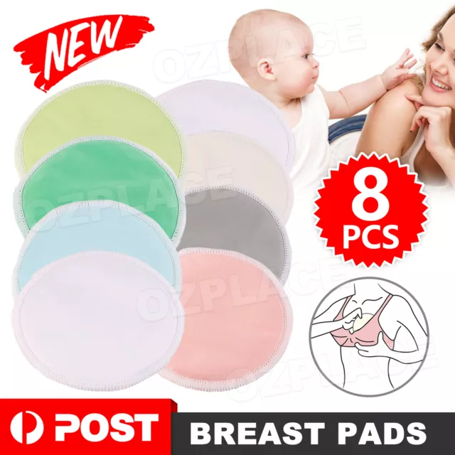 8pcs Waterproof Bamboo Reusable Breast Nursing Washable Soft Organic Pads