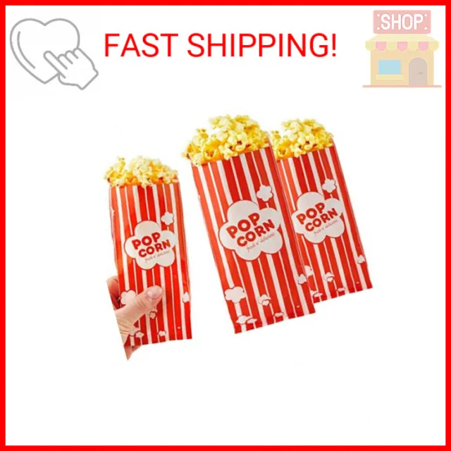 1 oz Paper Popcorn Bags Bulk (500 Pack) Small Red & White Pop-corn Bag Disposabl