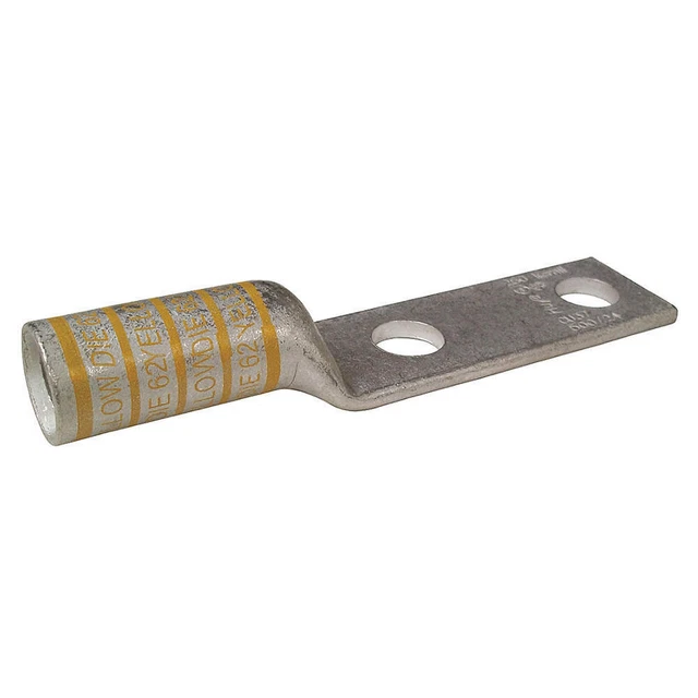 GRAINGER APPROVED 24C411 TwoHoleLugCmprsnConn,Long,Yellow,62
