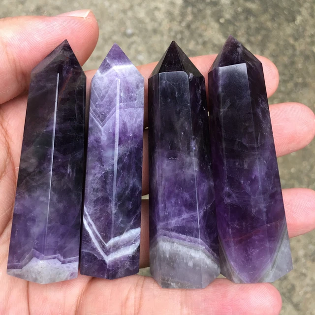 Natural Dream Amethyst Quartz Crystal Obelisk Wand Tower Point Healing Reiki 1PC