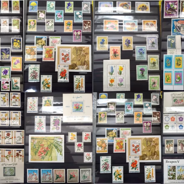 Worldwide Flowers Stamp Collection MNH -Each Lot: 15 Full Sets from 15 Countries