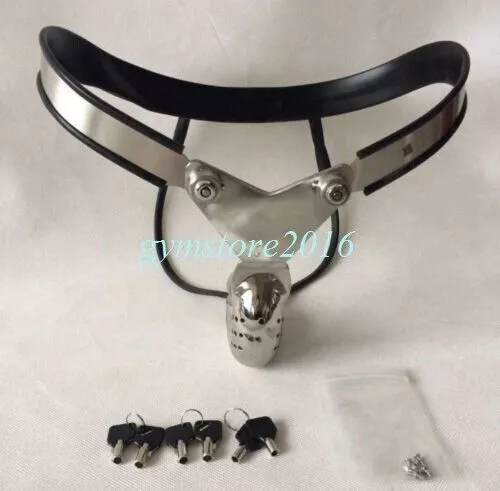 Stainless Steel Male Chastity Belt Device Single Double Cable Hollowed Cage BDSM 2