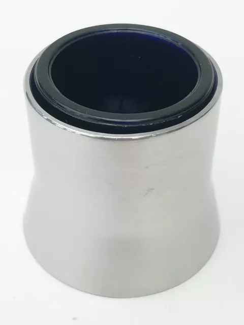 Vintage Stainless Steel Open Salt With Cobalt Blue Glass Liner