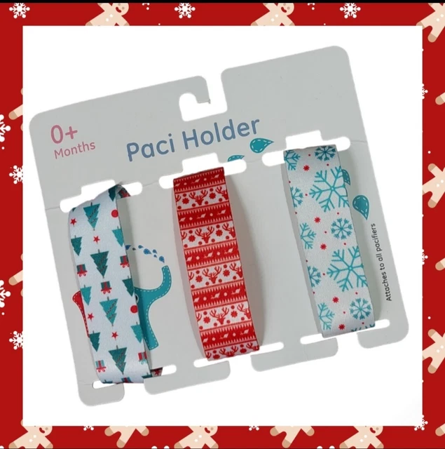 3X Dummy Clips Bebé Niño Niña Soporte de Cadena Chupete Correa Navidad Santa Reino Unido