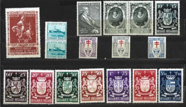 Lot de 17 timbres de Belgique neufs XX et X Années diverses voir descriptif