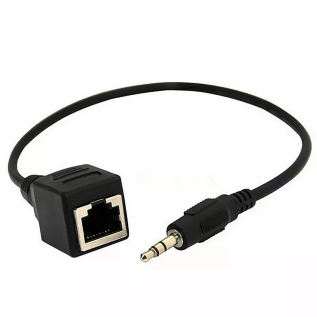 3.5mm 1/8" Male 3 Pole Audio Cable to RJ45  Socket Ethernet Lan Network