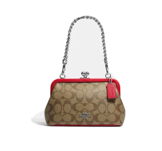 NWT Coach CH512 Nora Kisslock Crossbody Signature Canvas/Leather -  Electric Red