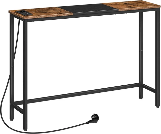 Tavolo Console Stretto 80x30cm - Stile Industriale Nero Con 3 Ripiani - Foto 5