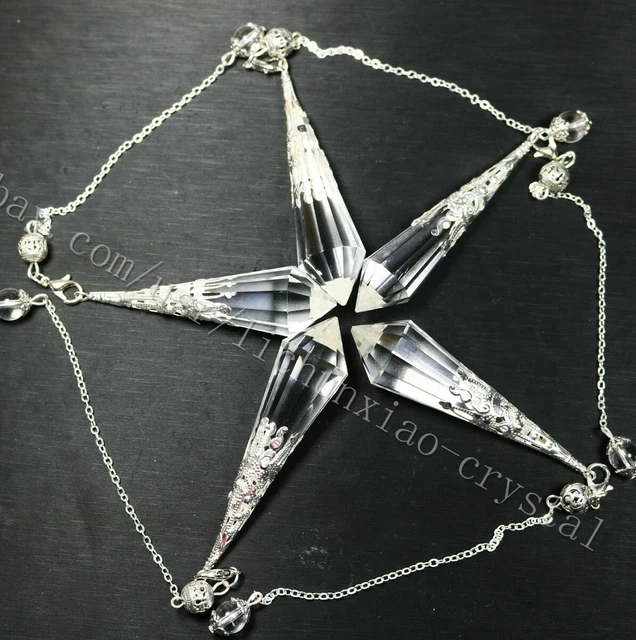 5pcs 12 sided VOGEL Style Natural White Quartz Crystal pendulum POINT Pendant