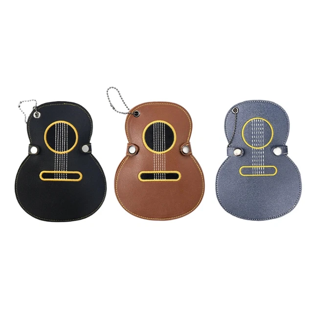 Custodia Per Plettri Chitarra In Pelle - Portachiavi, Forma Chitarra, Con 5 Plettri | Per Chitarristi