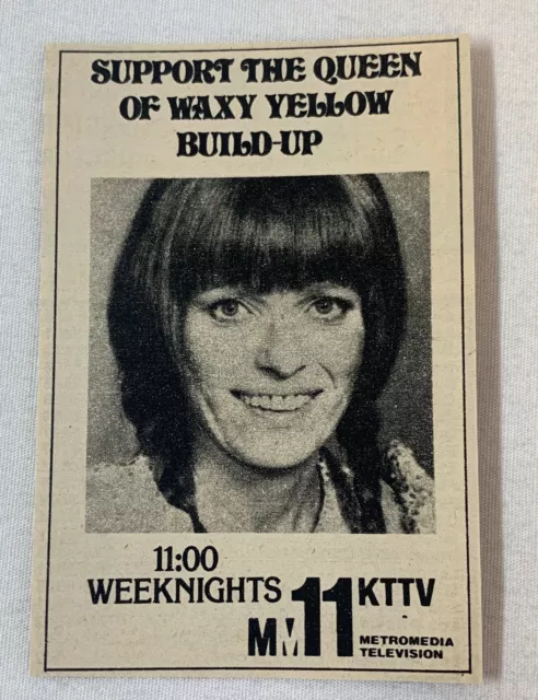 1976 small KTTV tv ad ~ MARY HARTMAN MARY HARTMAN queen of waxy yellow build-up