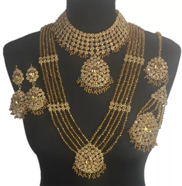 Set gioielli da sposa oro pakistano collana choker matrimonio indiano dulhan asiatico