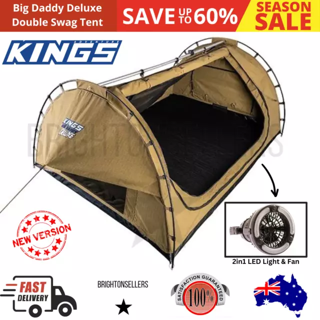 Adventure Kings Double Swag Big Daddy Deluxe + 2in1 LED Light & Fan