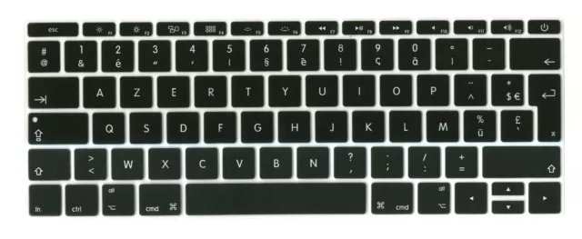 Apple MacBook 12" Retina Coque de Protection Silicone Souple Noir Clavier AZERTY 2