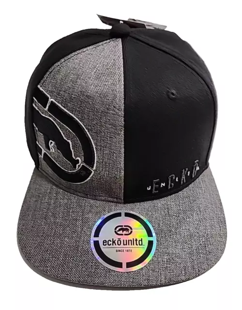 Ecko Unltd Hat Cap Snapback Gray Black Logo Rhino One Size Adjustable OSFM
