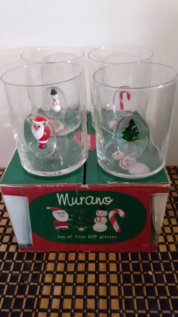 Murano Christmas Set Of 4 DOF Glasses