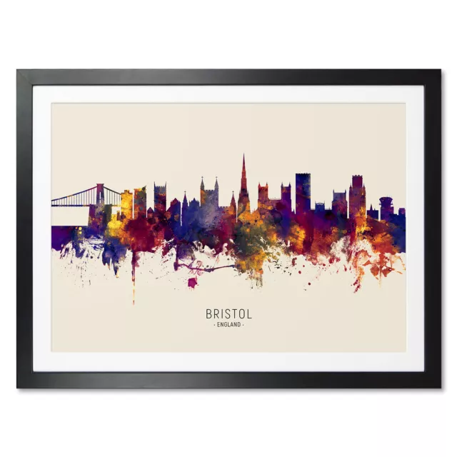 Bristol Skyline, Poster, Canvas or Framed Print, watercolour painting 15046