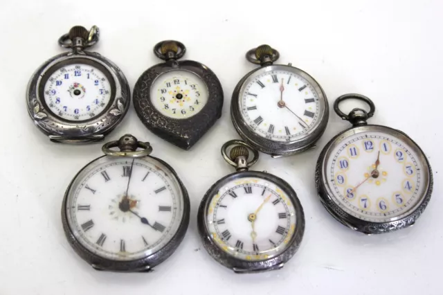Konvolut Sammlung 6 antike Silber Taschenuhren lot pocket watches