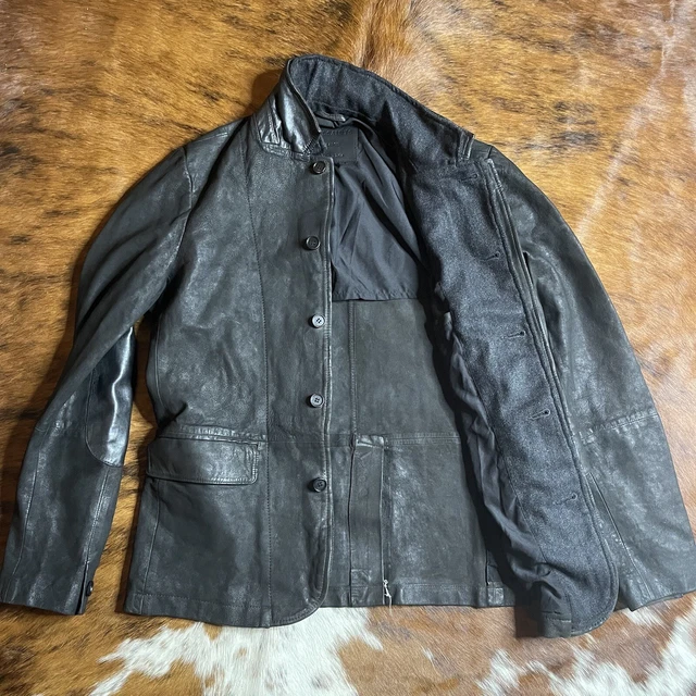 All Saints Mens SURVEY Leather Blazer Jacket Large Biker Bomber Large