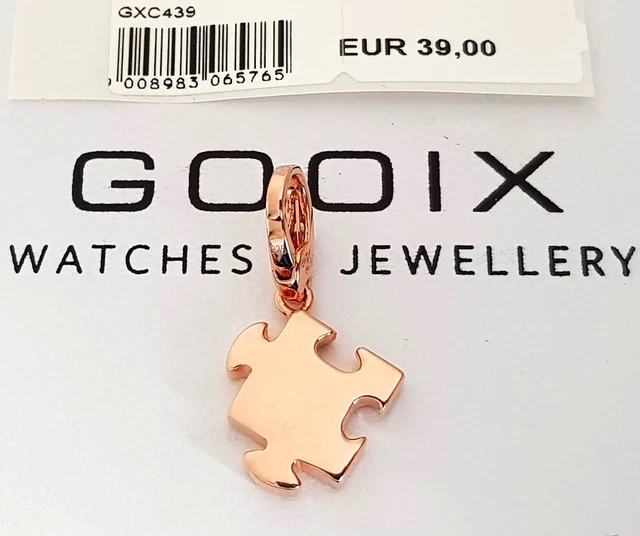 GOOIX CHARM Silber 925 er Charms Anhänger Puzzle Puzzlestück rosèvergoldet 79
