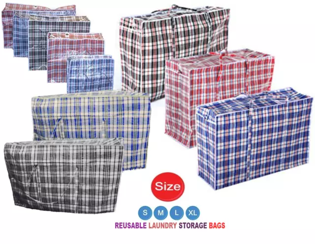 JUMBO LAUNDRY BAGS Zipped Reusable Large Strong Shopping Storage Bag Moving XL