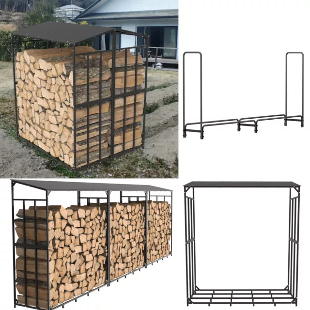 Large Firewood Storage Metal Rack Logs Holder Fire Log Elevated Wood Store Stand