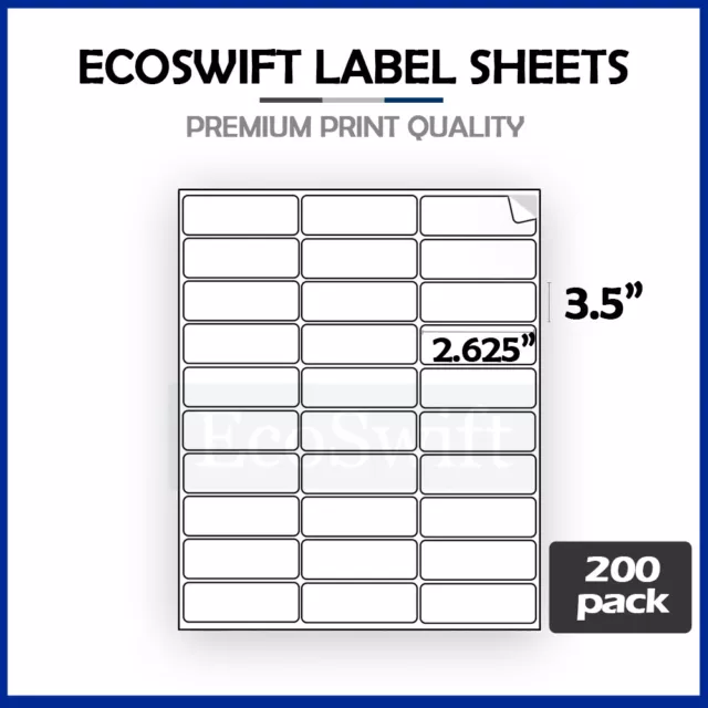 6000 2.625 x 1 EcoSwift Laser Address Shipping Adhesive Labels 30/sheet 1 x2 5/8