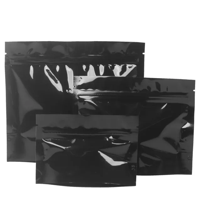 Double-Sided Glossy Black Horizontal Wide Stand Up Resealable Packaging Bags