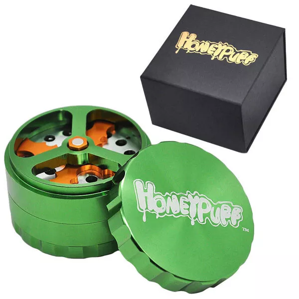 63MM 4 Piece Tobacco Grinder with Cutting Blades Honeypuff Gift Box Smoking