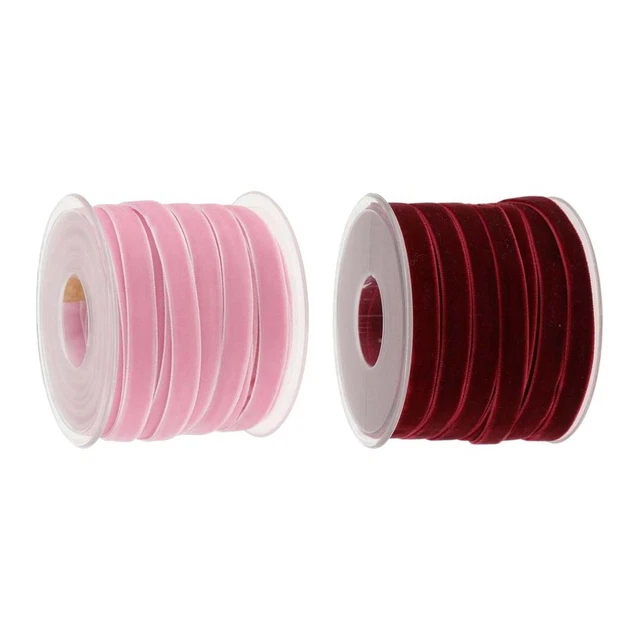 2x Samtband 3/8 Zoll Breit 20 Yd Zum Nähen Dekoration Geschenkverpackung