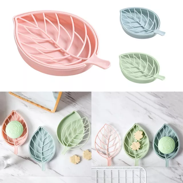 Non Slip Soap Dish Leaf Shape Soap Holder Shower Soap Tray with Draining Holes