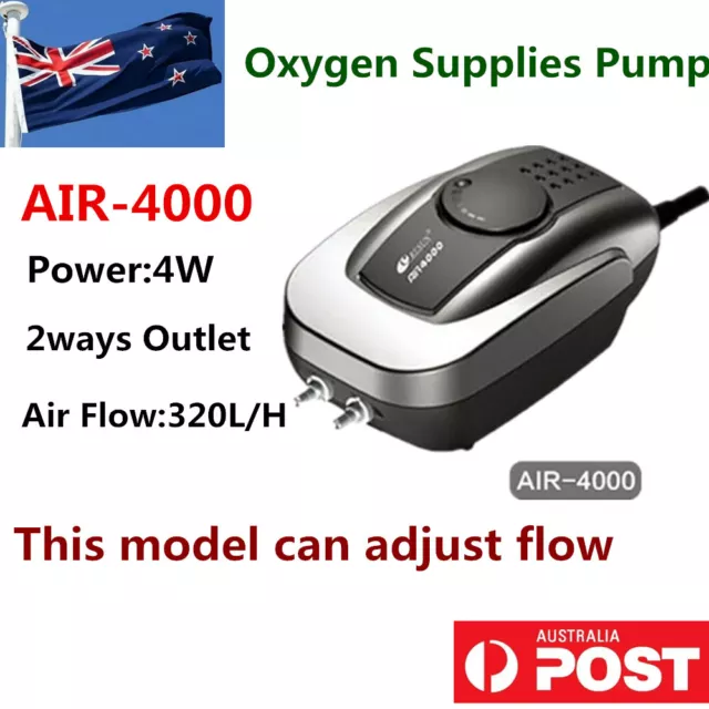 Resun 320L/H Air Pump Aquarium Mute with 2 Outlets Marine Plant For Fish Tank AU