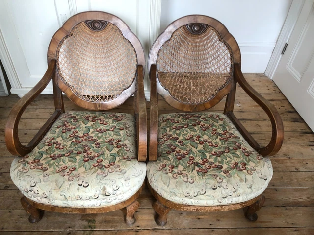 Original Art Deco Walnut Bergere Suite. 2