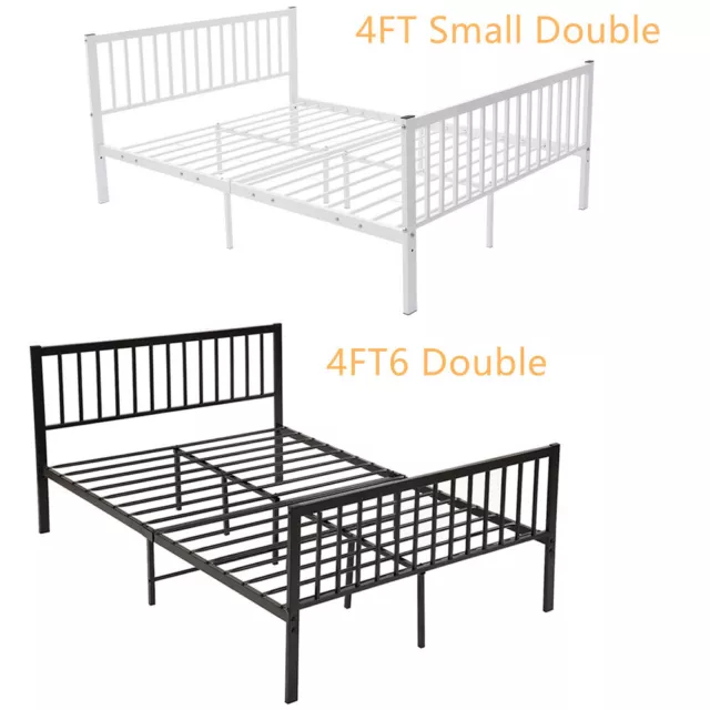 Strong Metal Bed Frame 3ft 4ft Small Double Size Solid Bedstead Base Mattress